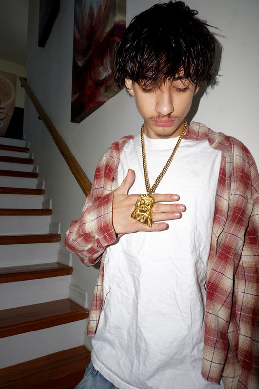 Gold Jesus Piece "PeaceKeeper"