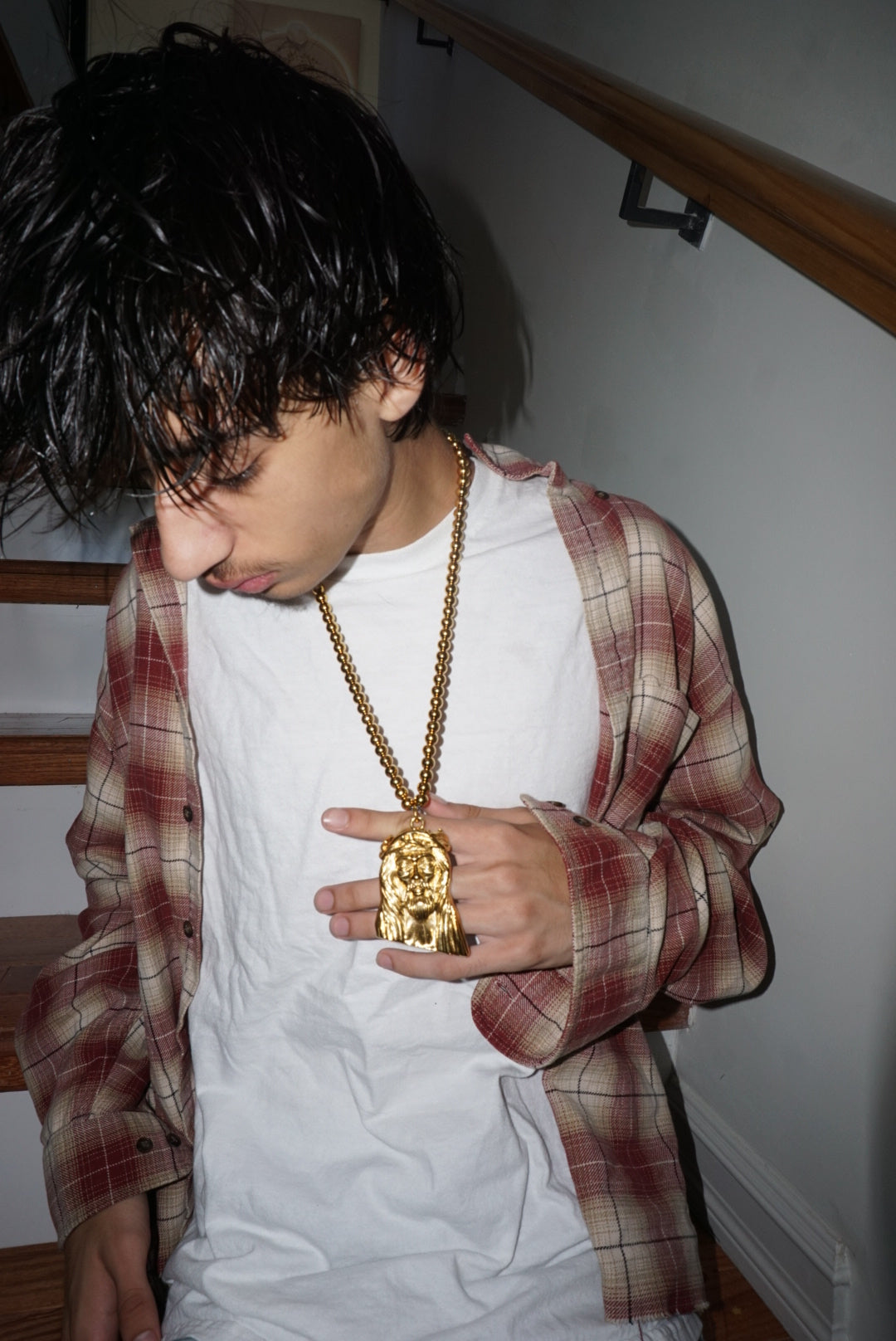 Gold Jesus Piece "PeaceKeeper"